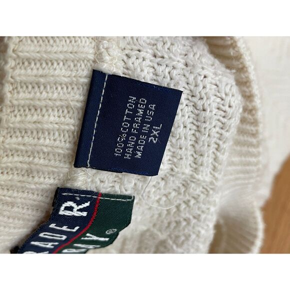 VTG Trader Bay Men's Sweater 2XL Cotton Cream Chevron Knit Hand Framed USA - Picture 5 of 8